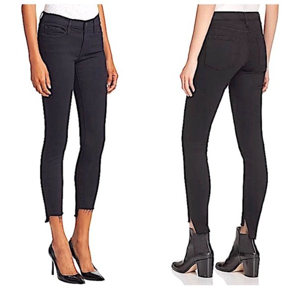 Frame Le Skinny de Jeanne Raw Stagger Jeans in Black Size 27 - Picture 2 of 12